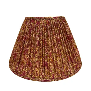 14" Silk Sari Lampshade - Sand and Fuchsia Paisley
