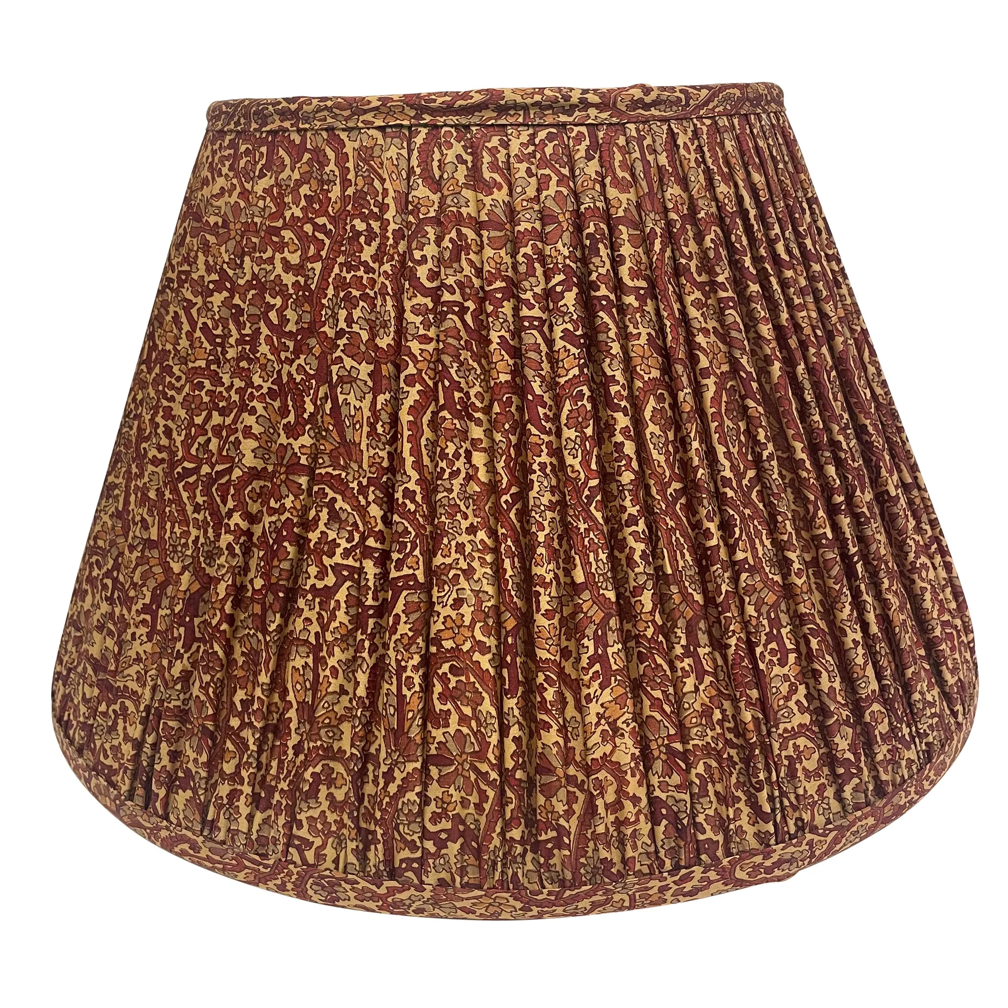 16" Silk Sari Lampshade - Brown Floral