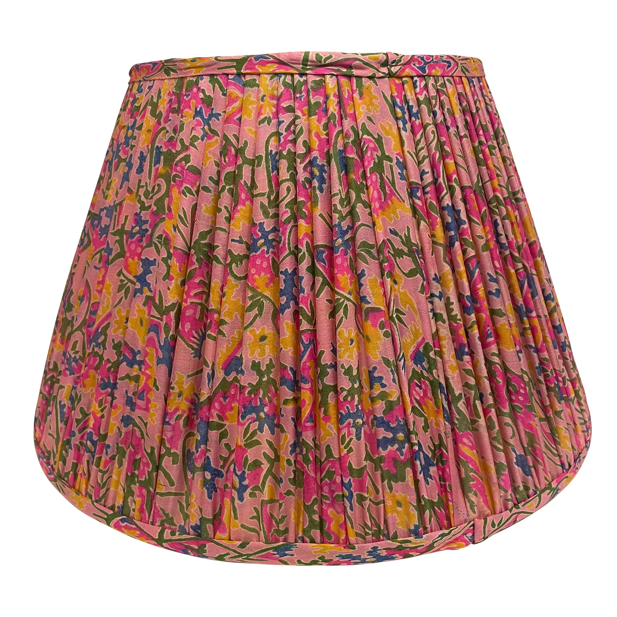 16" Silk Sari Lampshade - Bubblegum Pink Floral