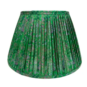 16" Silk Sari Lampshade - Emerald and Fuchsia Geometric Botanical