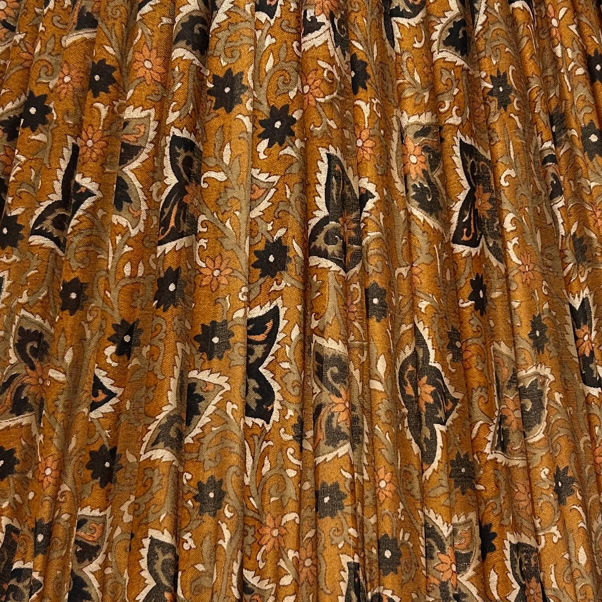 16" Silk Sari Lampshade - Ochre Floral