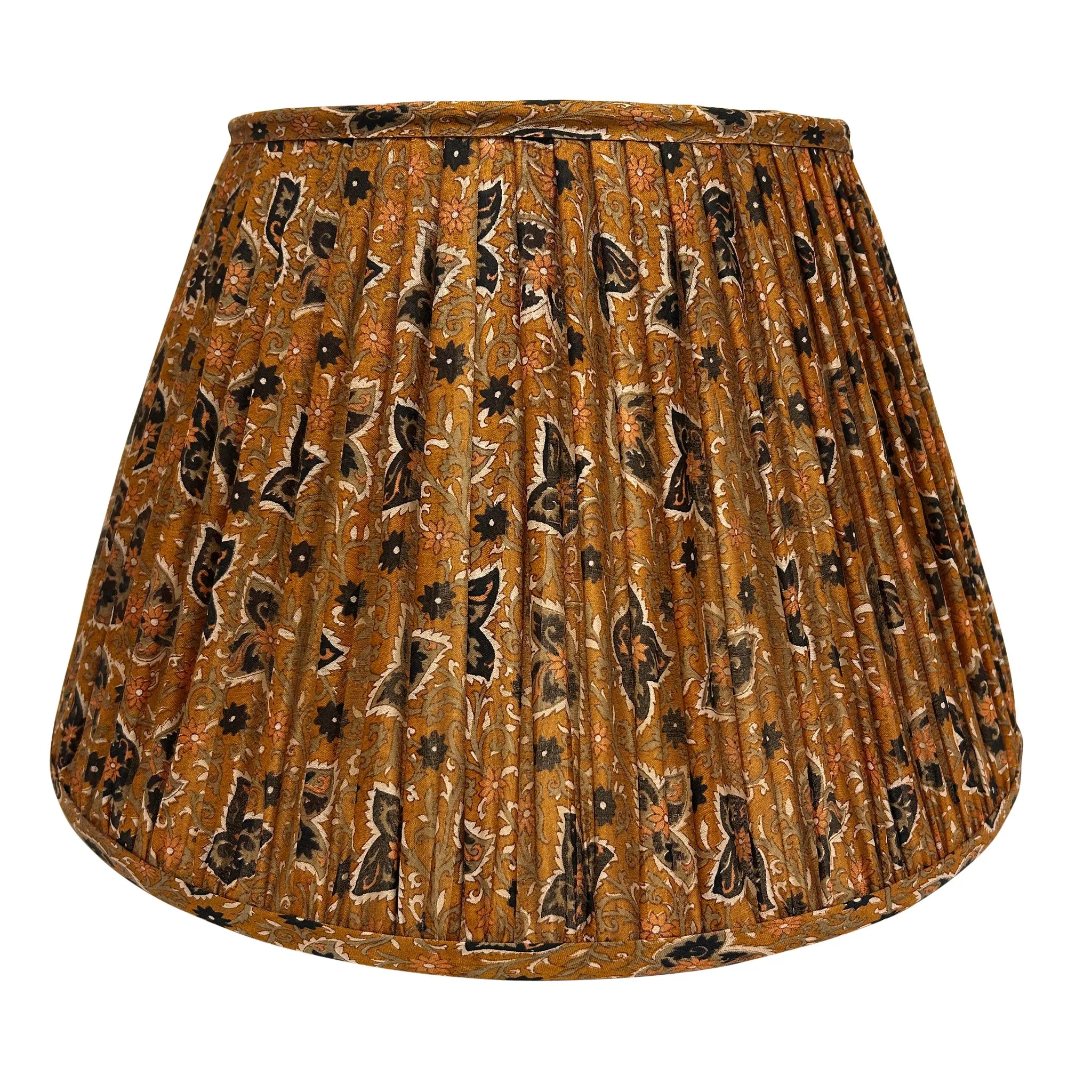 16" Silk Sari Lampshade - Ochre Floral