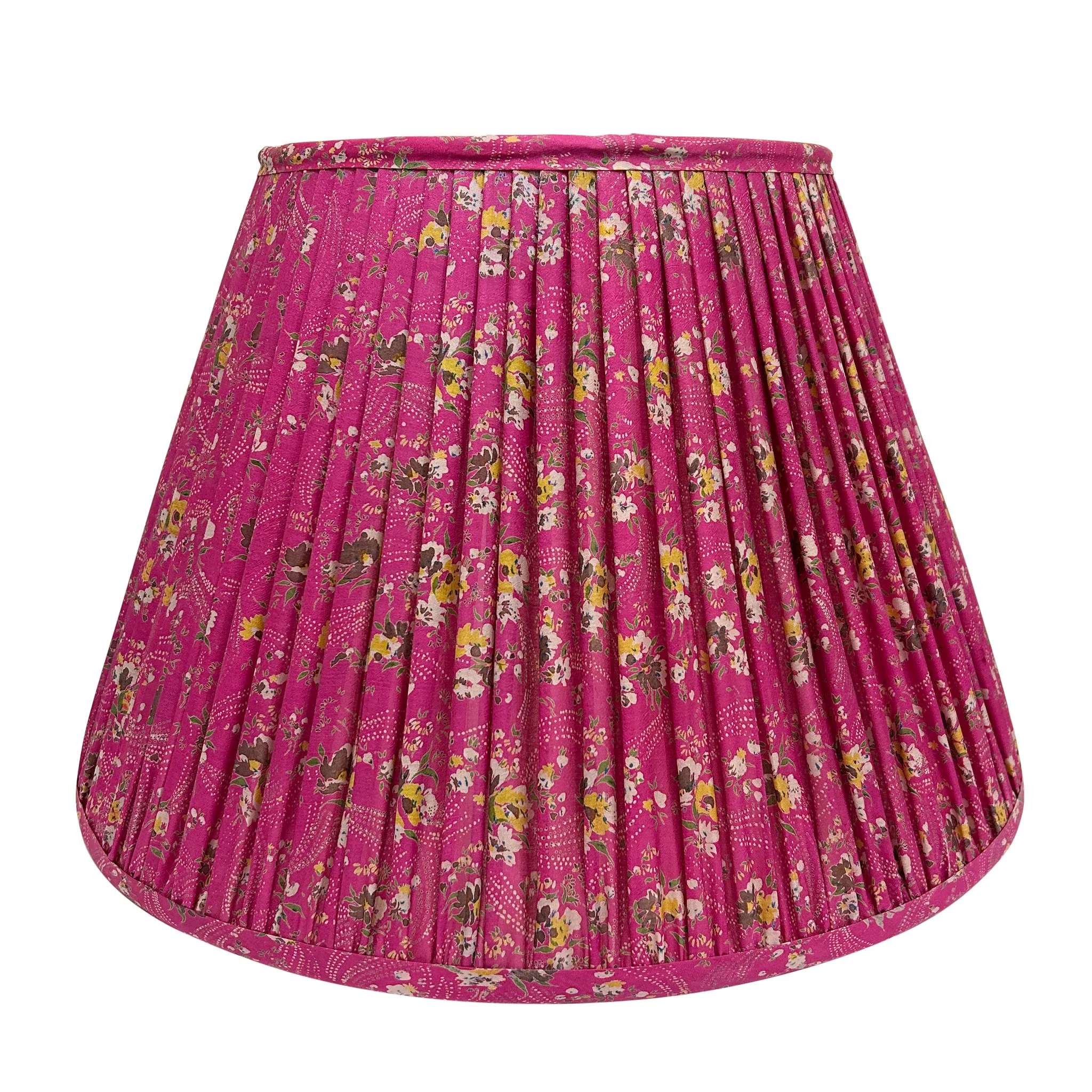 18" Silk Sari Lampshade - Fuchsia Floral