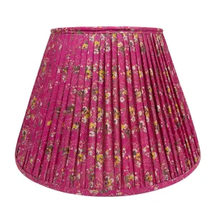 18" Silk Sari Lampshade - Fuchsia Floral