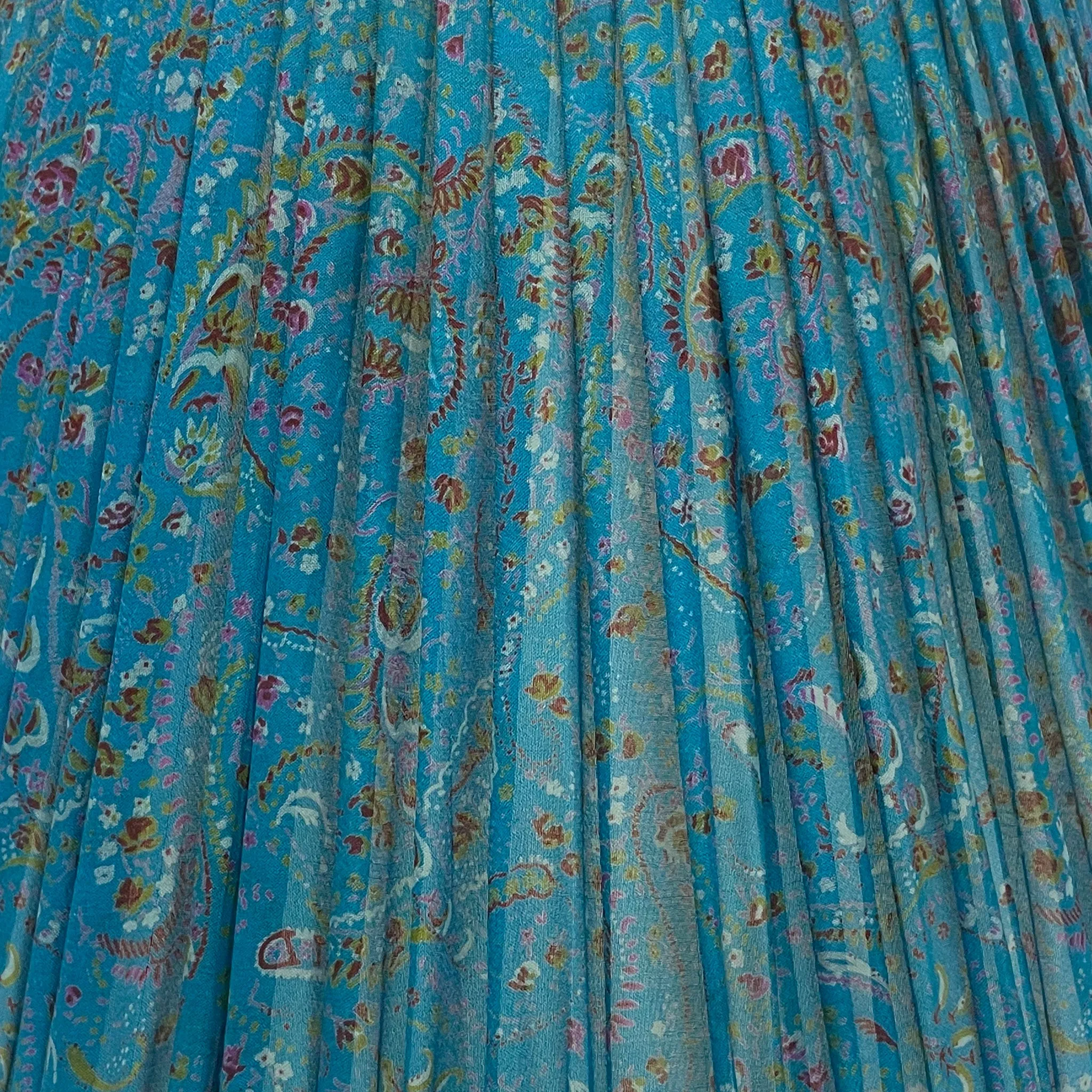 18" Silk Sari Lampshade - Peacock Botanical