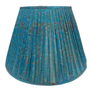 18" Silk Sari Lampshade - Peacock Botanical