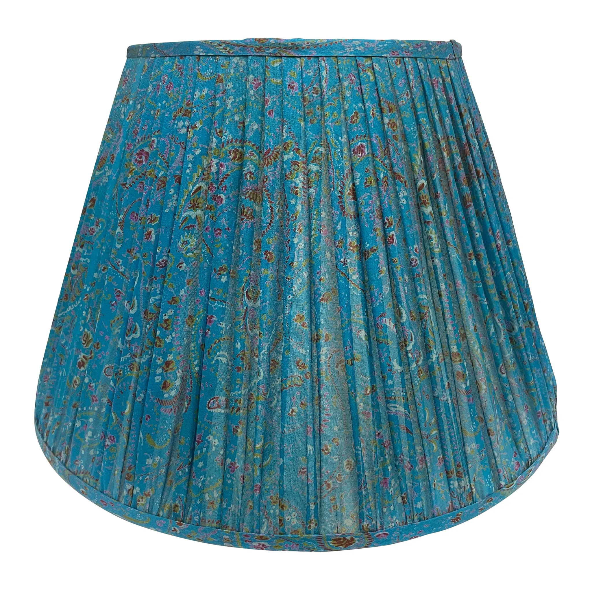18" Silk Sari Lampshade - Peacock Botanical