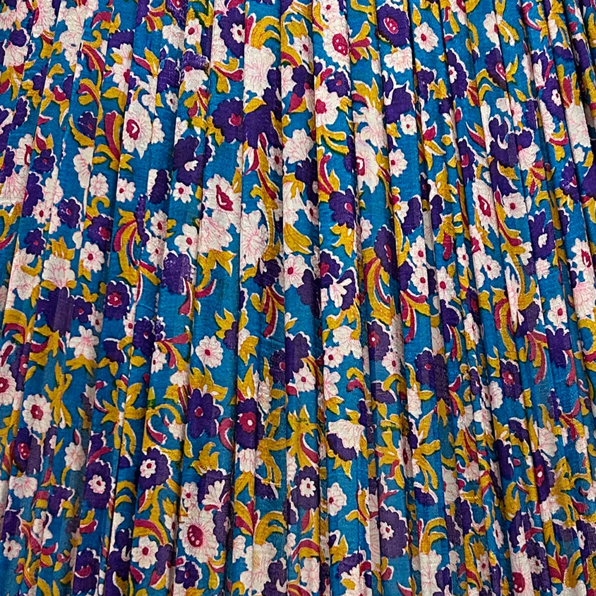 18" Silk Sari Lampshade - Purple Peacock Floral