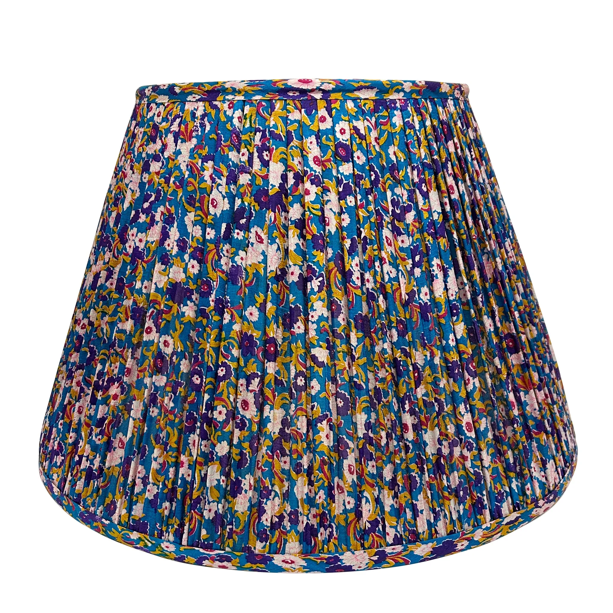 18" Silk Sari Lampshade - Purple Peacock Floral