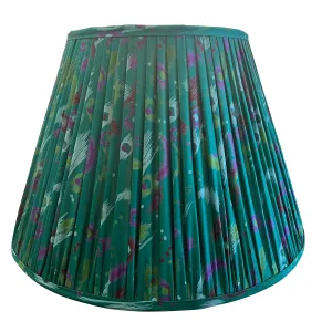 18" Silk Sari Lampshades - Purple, Green & Blue Brushstrokes on Emerald