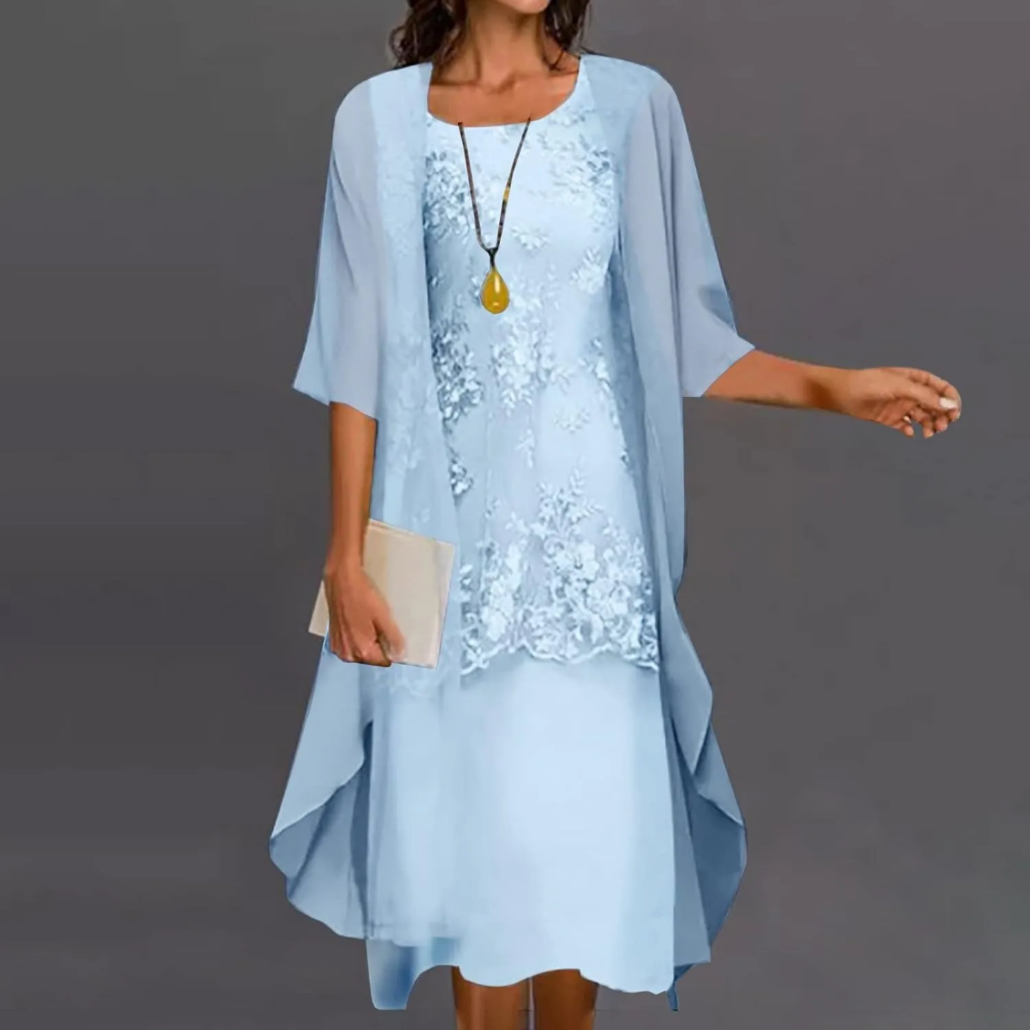 2 Pieces Mother of The Bride Dresses with Jackets Tea Length Mother of The Groom Dress Laces Appliques Evening Dress