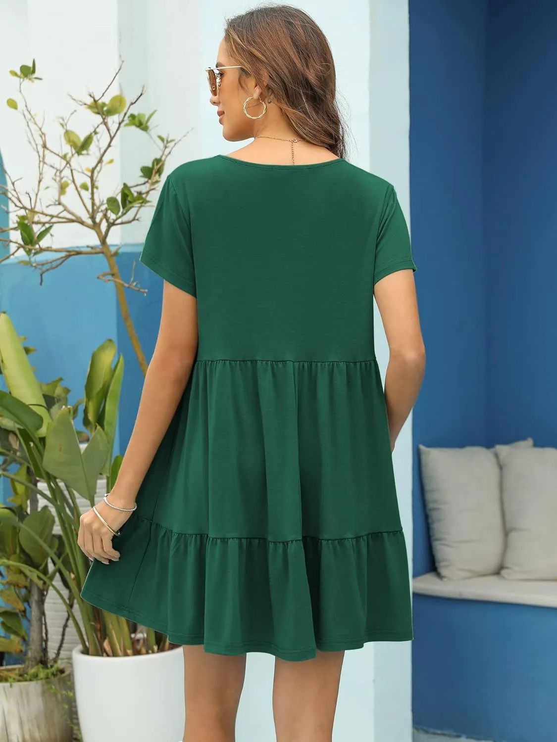 2024 Summer Dress for Women Casual Loose Short T Shirt Dress Cute Flowy Swing Babydoll Dress