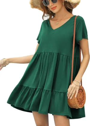 2024 Summer Dress for Women Casual Loose Short T Shirt Dress Cute Flowy Swing Babydoll Dress