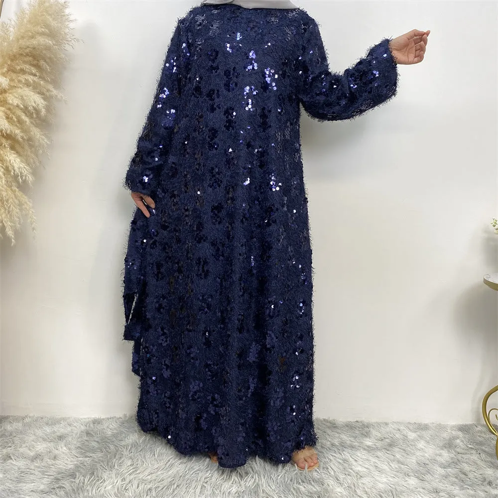 6189 sequin tassel muslim abaya dress