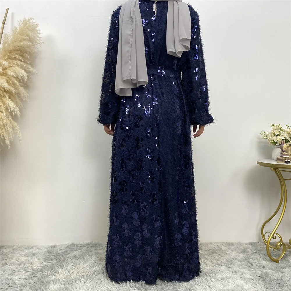 6189 sequin tassel muslim abaya dress