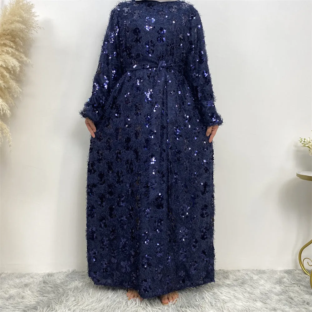 6189 sequin tassel muslim abaya dress