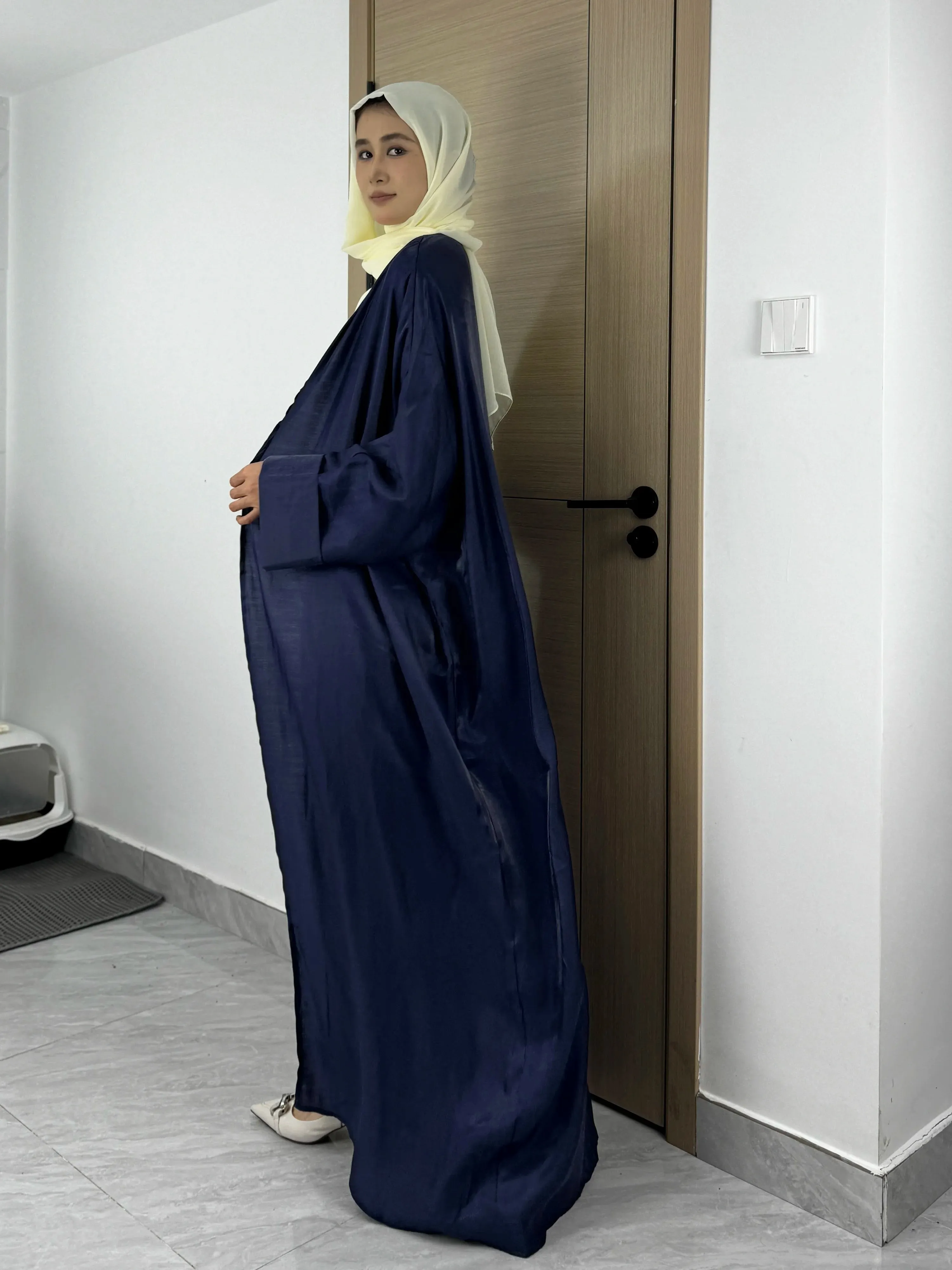 Abaya Open Front kaftan Smocking Sleeve