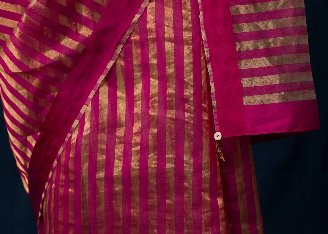 Afterglow Sari - Fuchsia & Gold