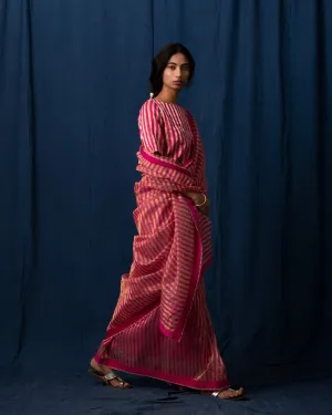 Afterglow Sari - Fuchsia & Gold