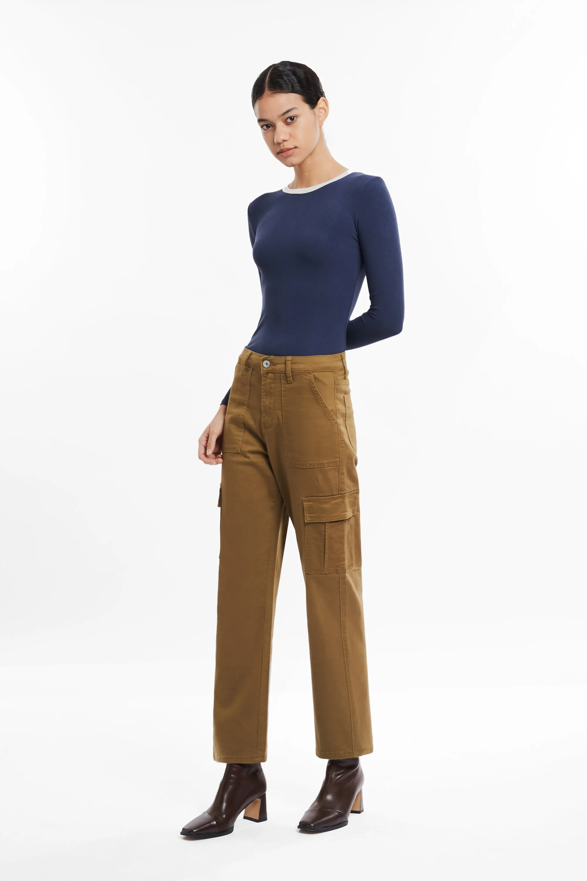 Angel Super High Rise Cargo Straight  Denim Jeans