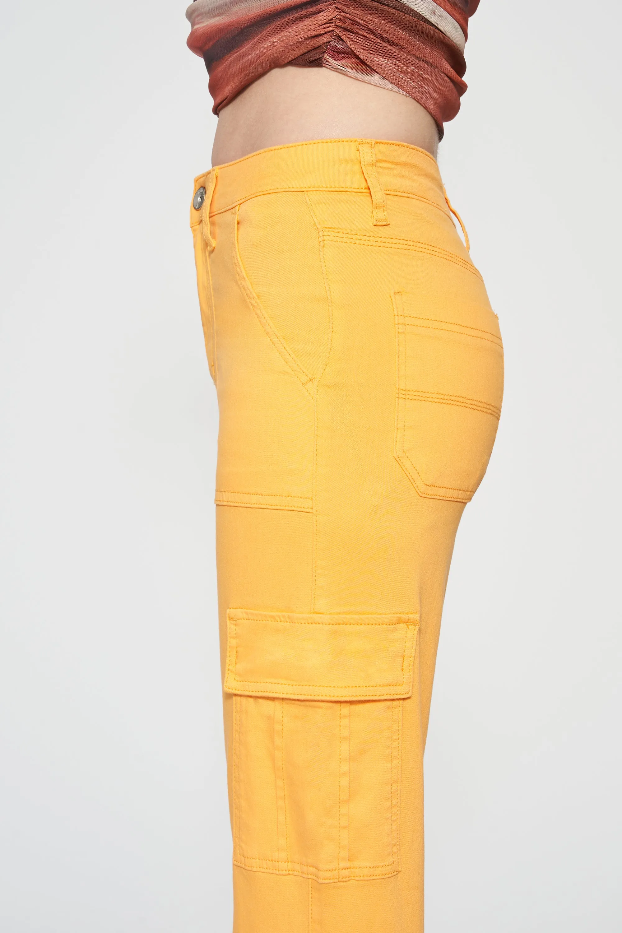Angel Super High Rise Cargo Straight  Denim Jeans