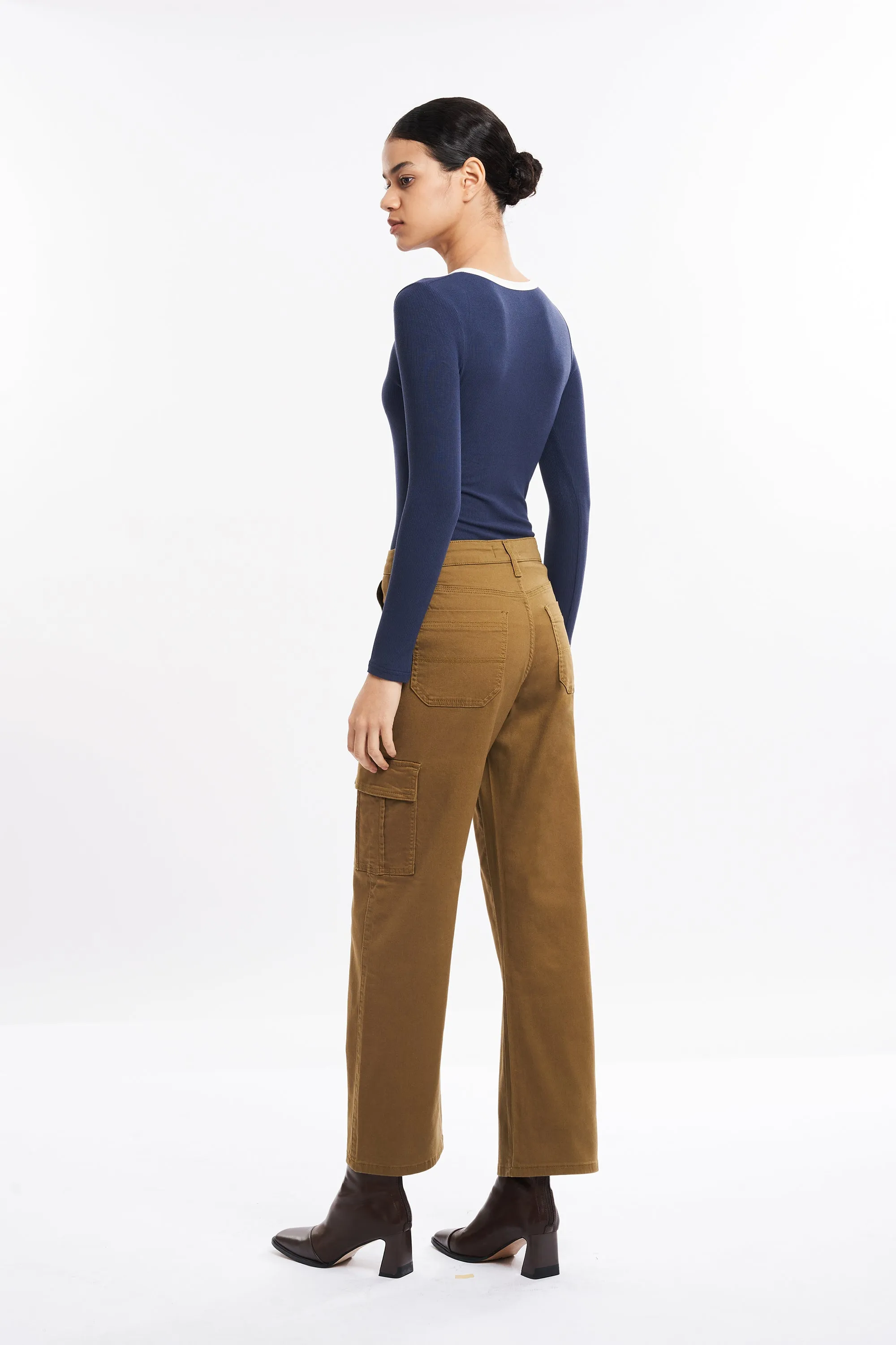 Angel Super High Rise Cargo Straight  Denim Jeans