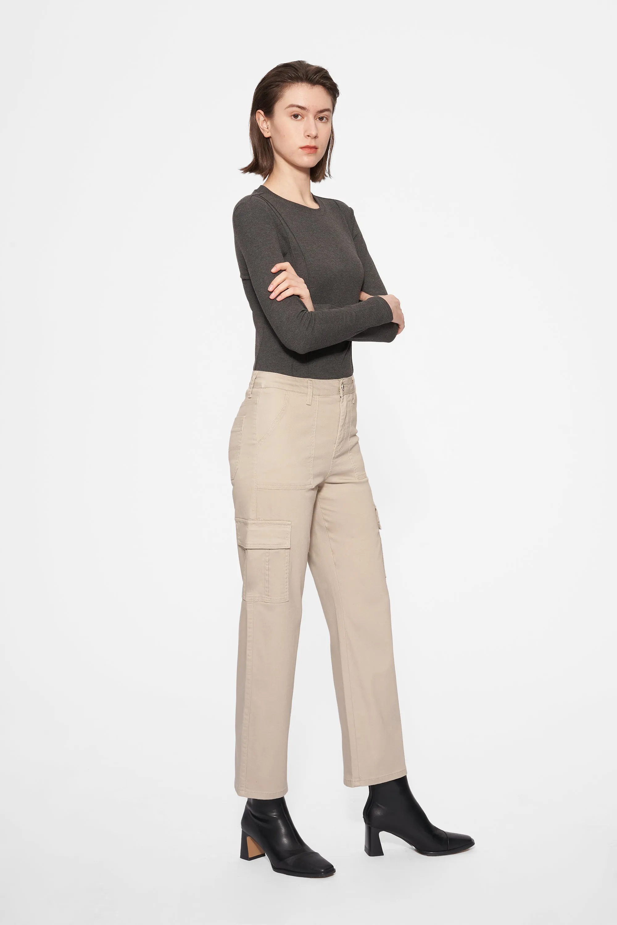 Angel Super High Rise Cargo Straight  Denim Jeans