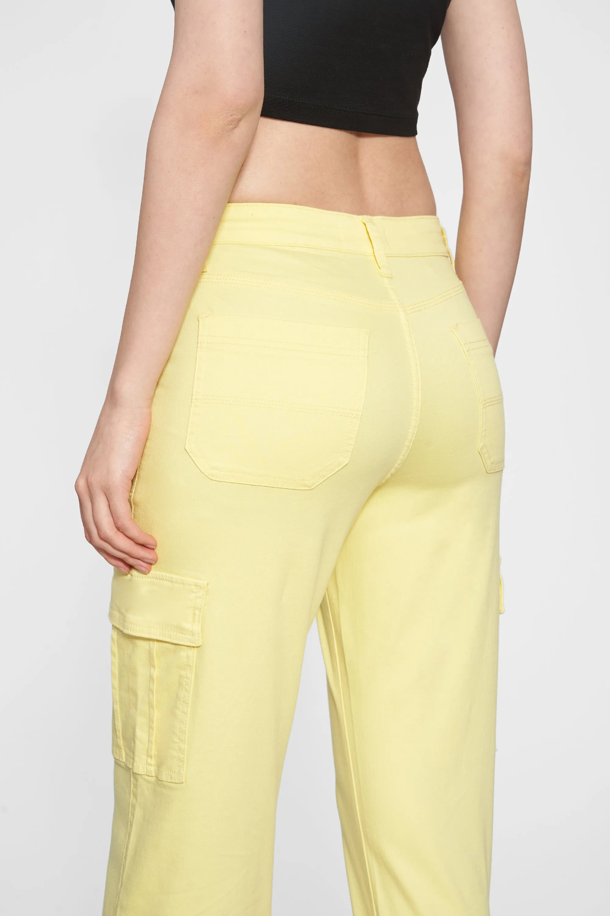 Angel Super High Rise Cargo Straight  Denim Jeans
