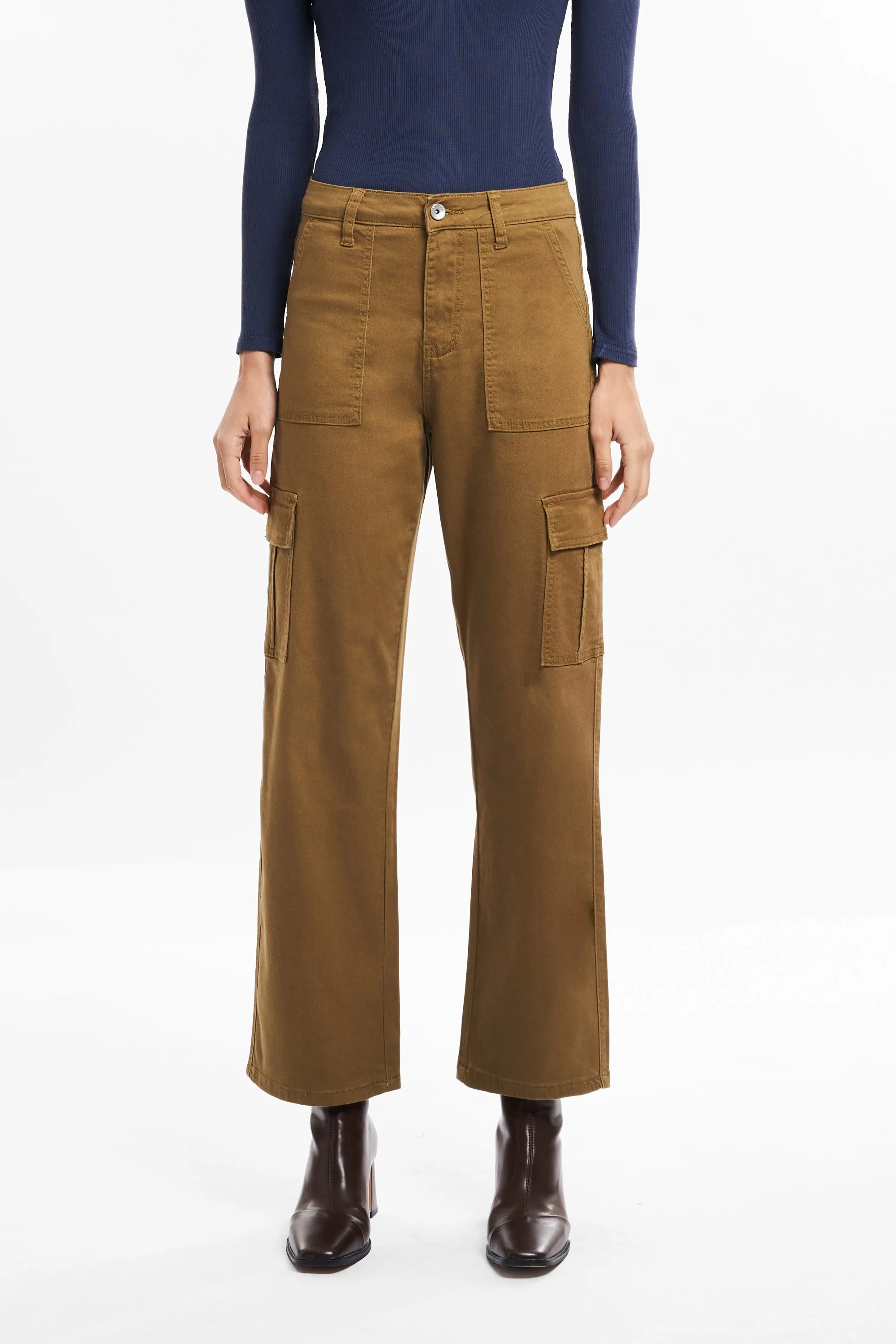 Angel Super High Rise Cargo Straight  Denim Jeans