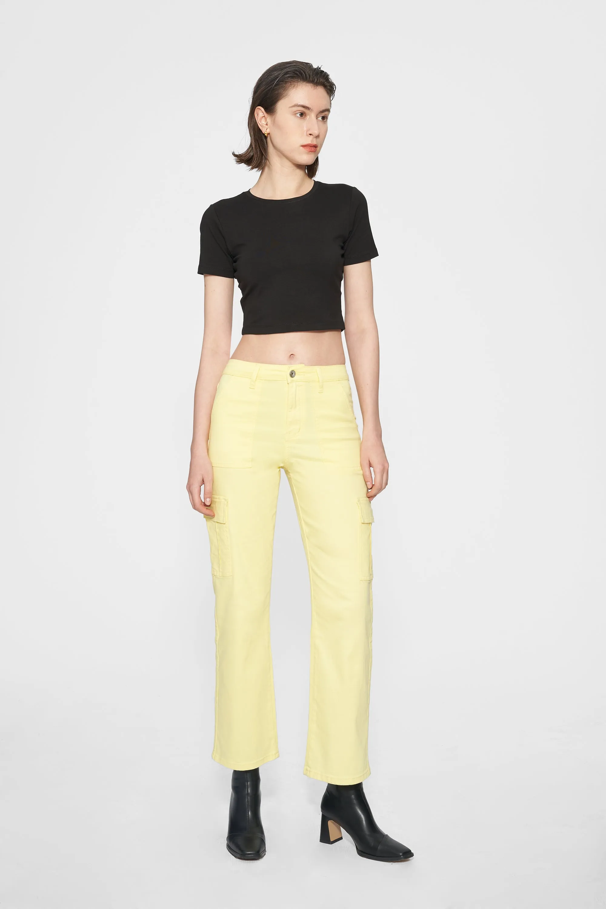 Angel Super High Rise Cargo Straight  Denim Jeans