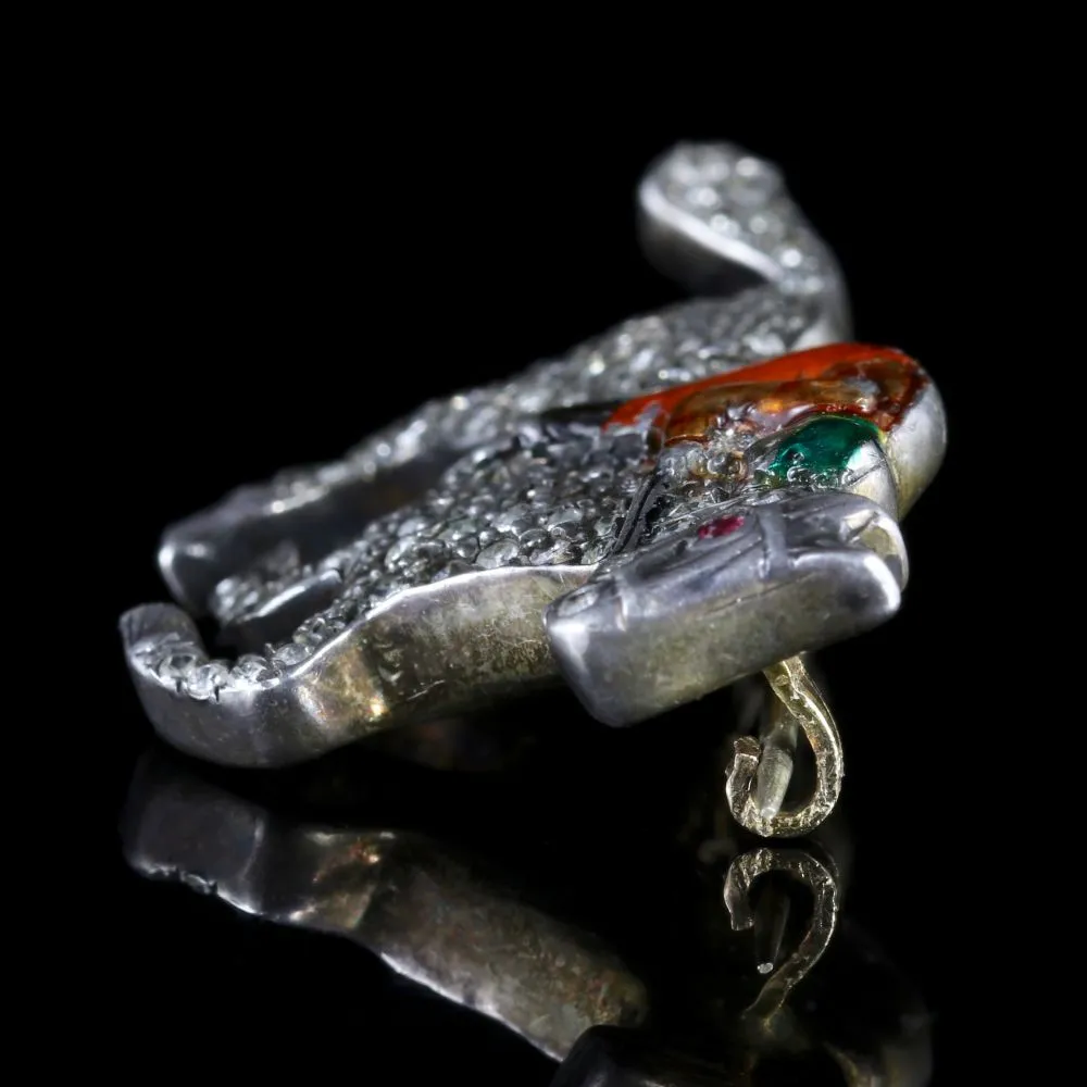 Antique Victorian Diamond Race Horse Brooch With Jockey Silver 1.35Ct Diamonds