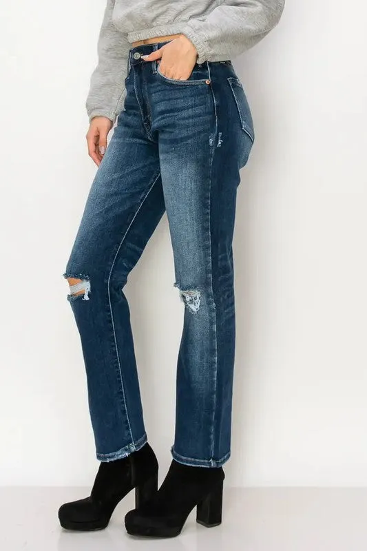 Ariel High Rise Stretch Distressed Straight