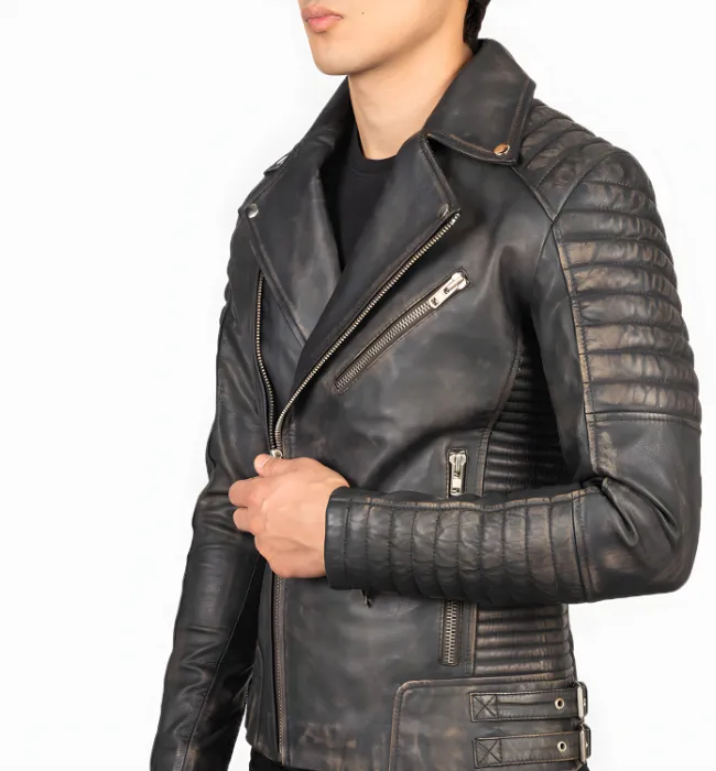 Armand Maroon Leather Biker Jacket