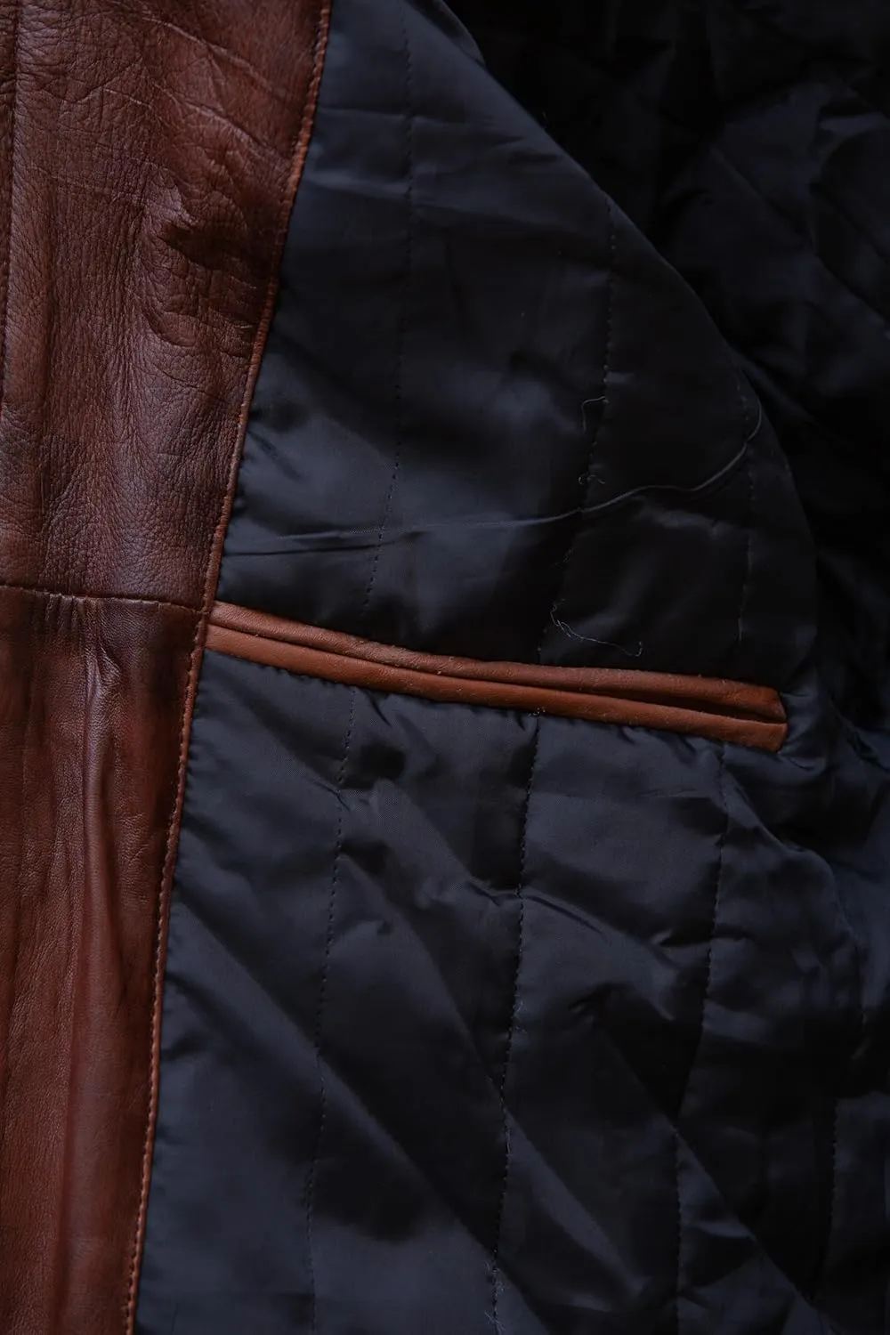 ATIKI Men's Genuine Brown leather jacket | Classic Slim Fit Leather Jacket for Men with Stand-Up Collar & Zipper Pockets