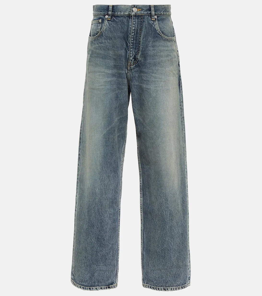 BALENCIAGA High Rise Straight Leg Jeans, Blue