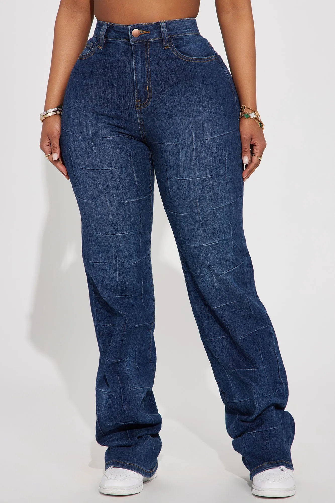 Behind The Seams Stretch Straight Leg Jeans - Dark Wash