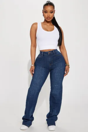 Behind The Seams Stretch Straight Leg Jeans - Dark Wash