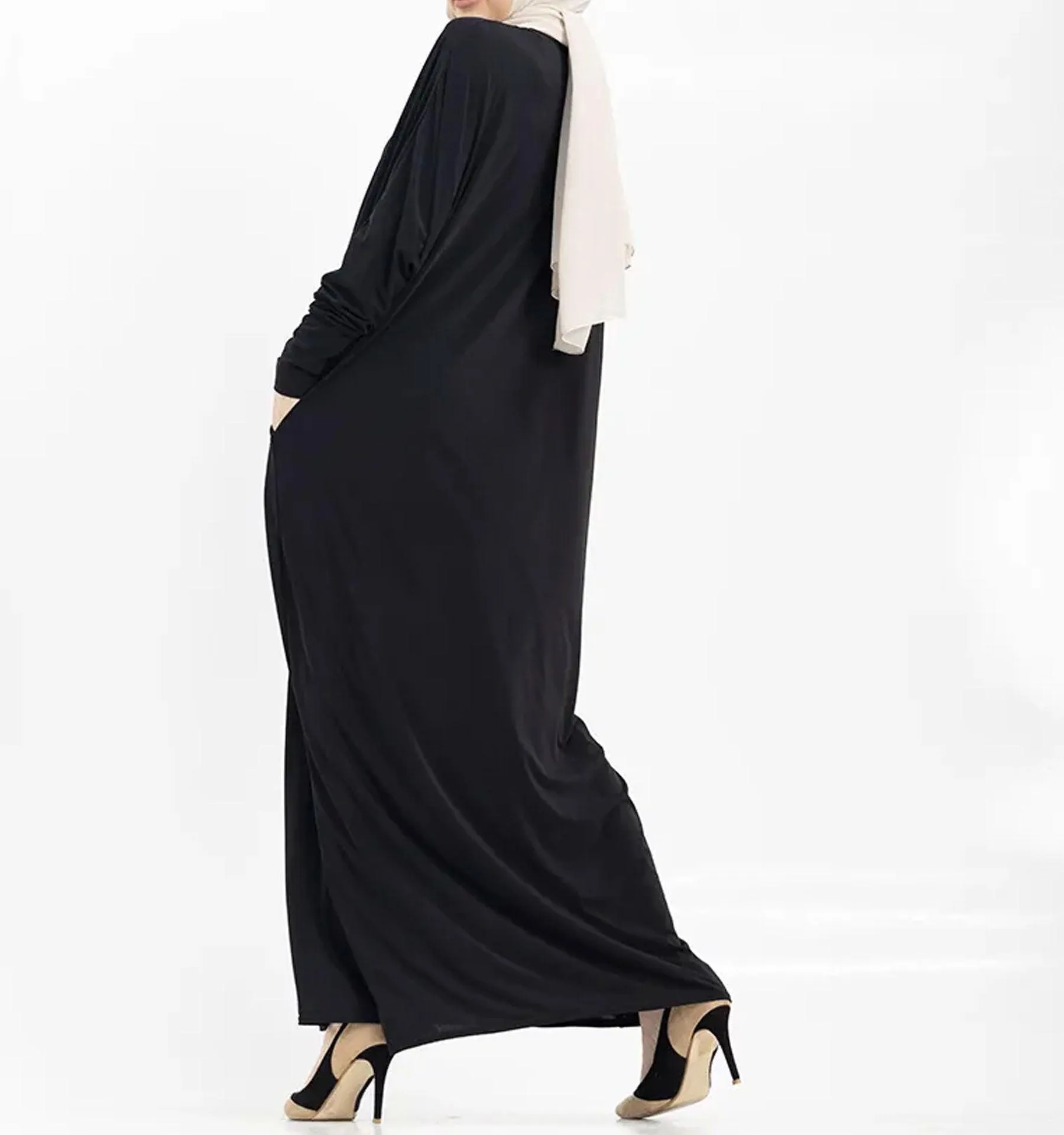 Black Batwing Jersey Abaya