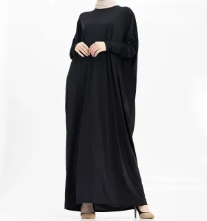 Black Batwing Jersey Abaya