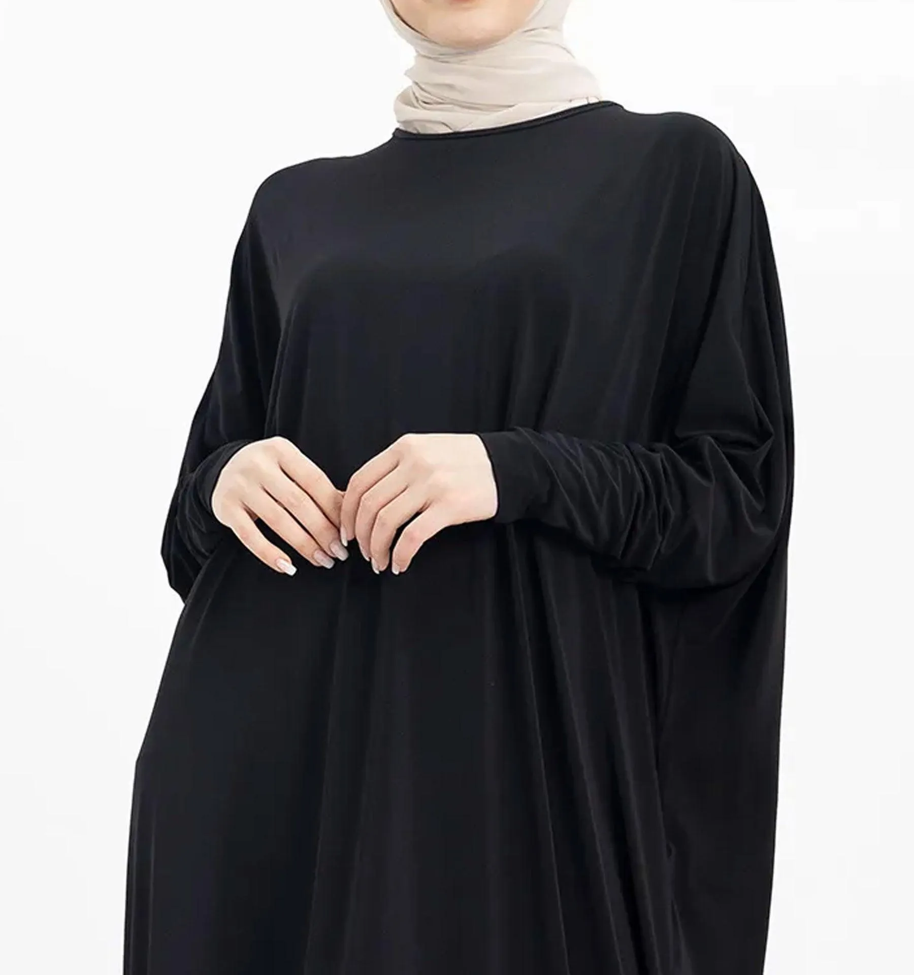 Black Batwing Jersey Abaya