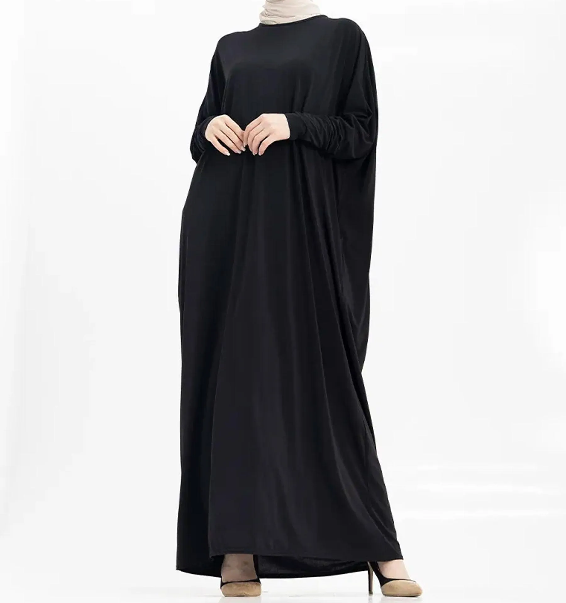 Black Batwing Jersey Abaya