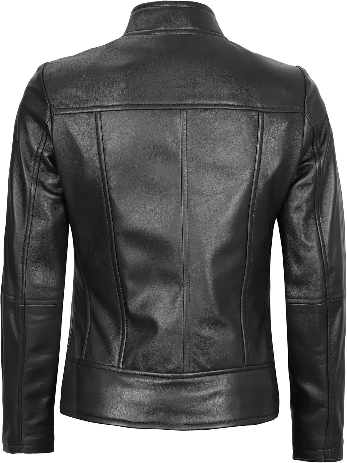 Blingsoul Leather Jacket Women - Cafe Racer Real Lambskin Womens Leather Jacket