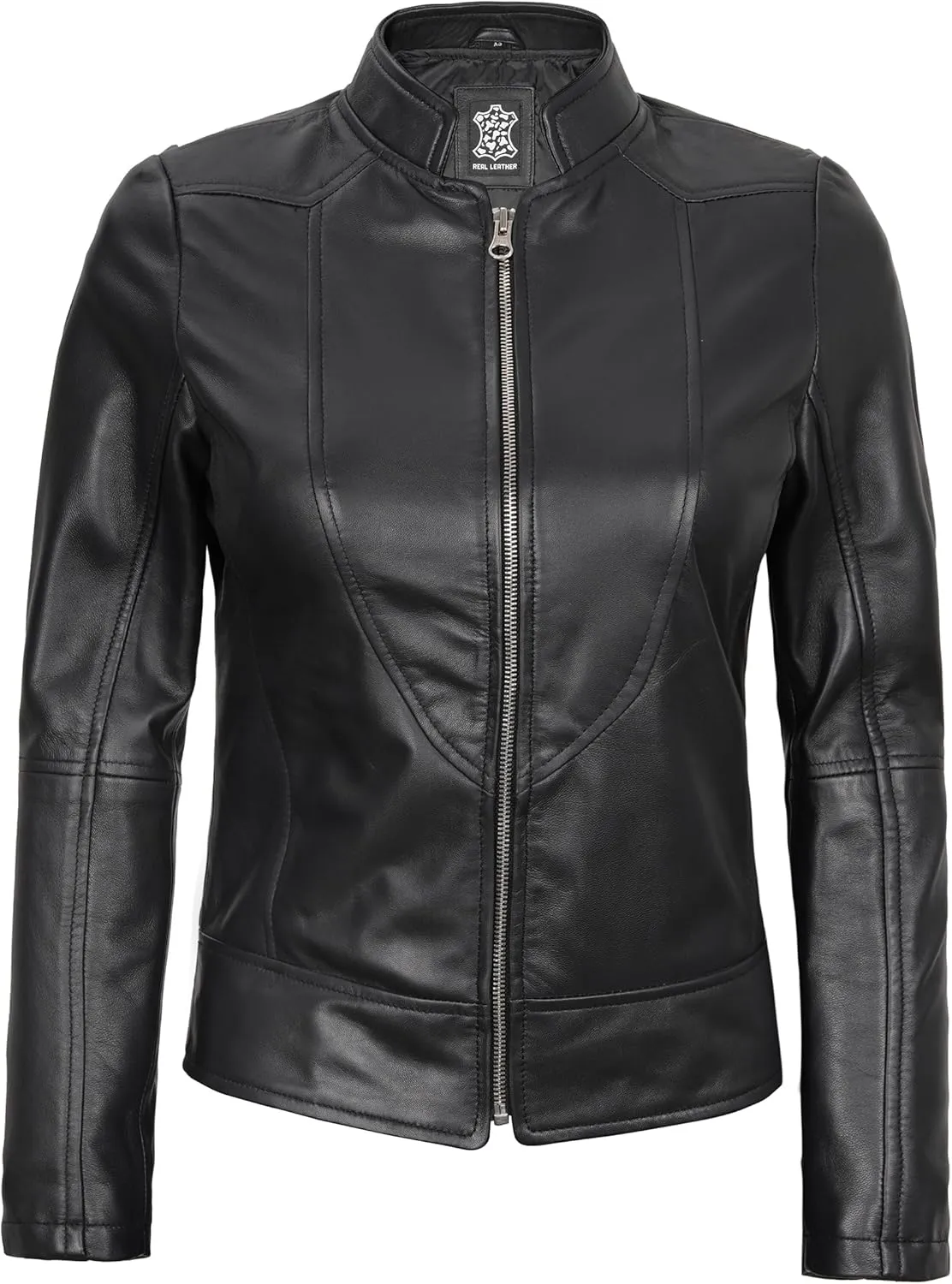 Blingsoul Leather Jacket Women - Cafe Racer Real Lambskin Womens Leather Jacket