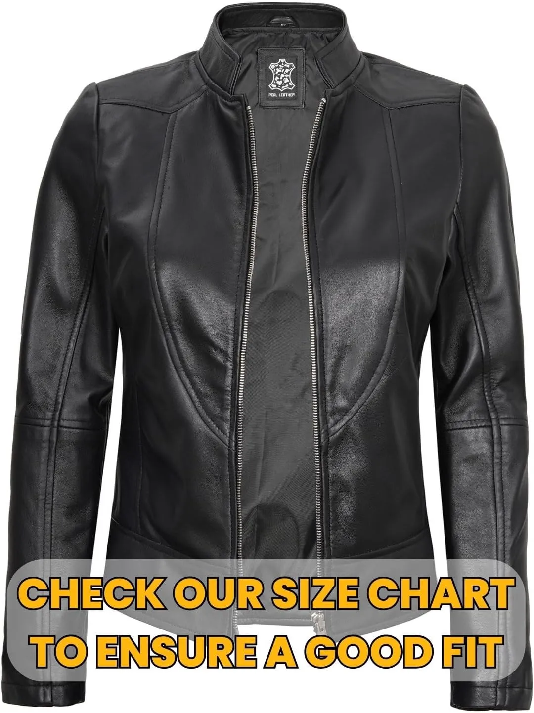 Blingsoul Leather Jacket Women - Cafe Racer Real Lambskin Womens Leather Jacket