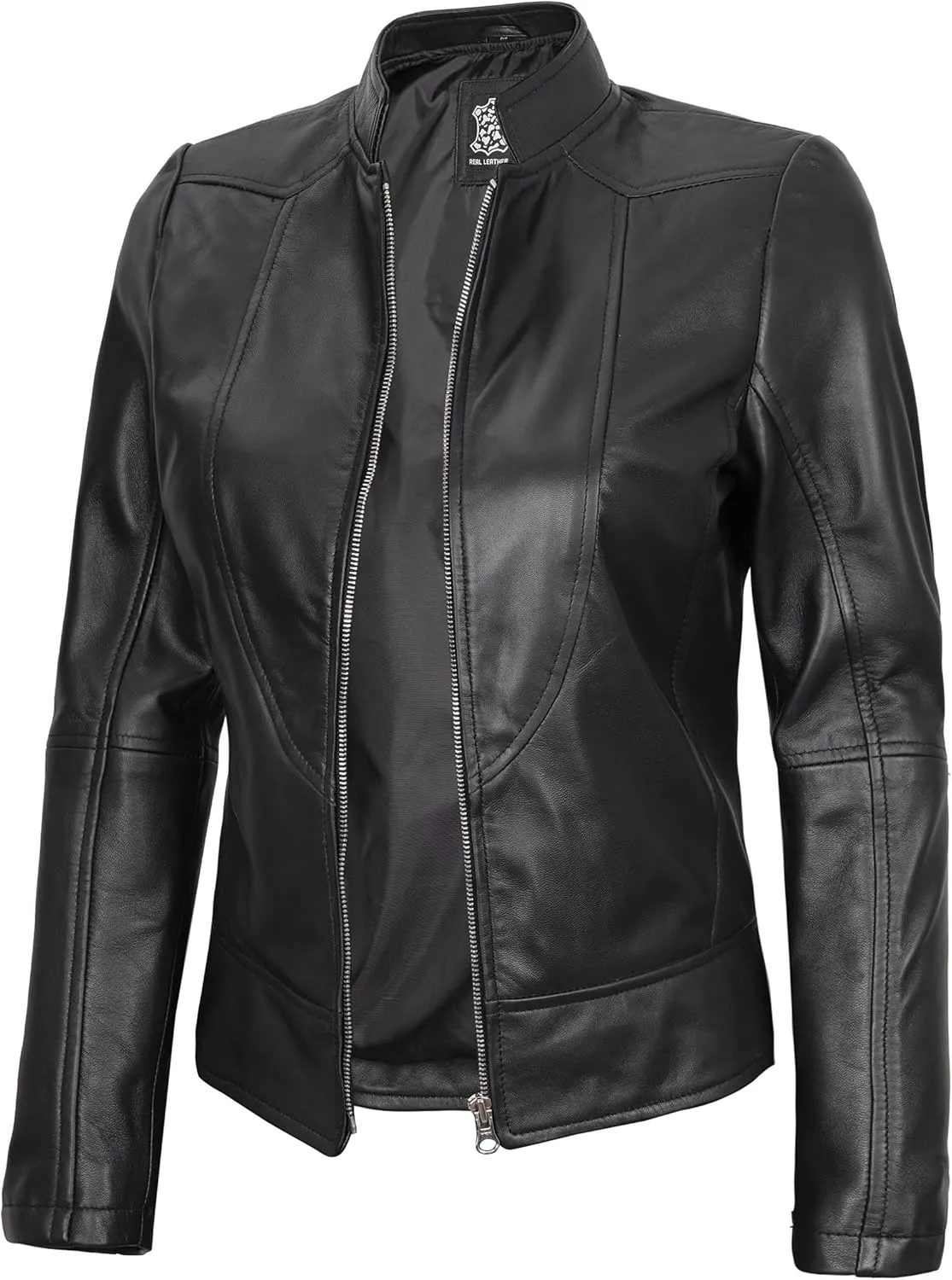 Blingsoul Leather Jacket Women - Cafe Racer Real Lambskin Womens Leather Jacket