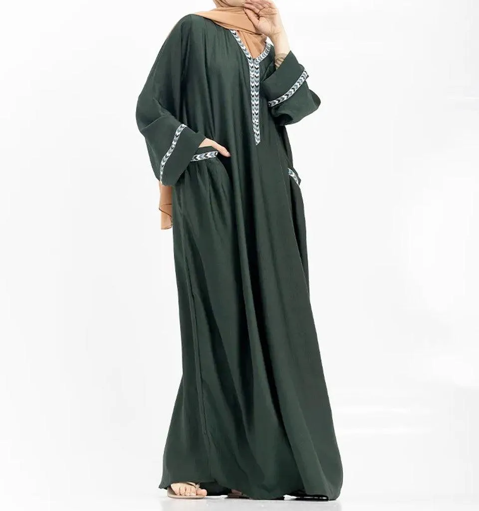 Bottle Green Wajiha Abaya