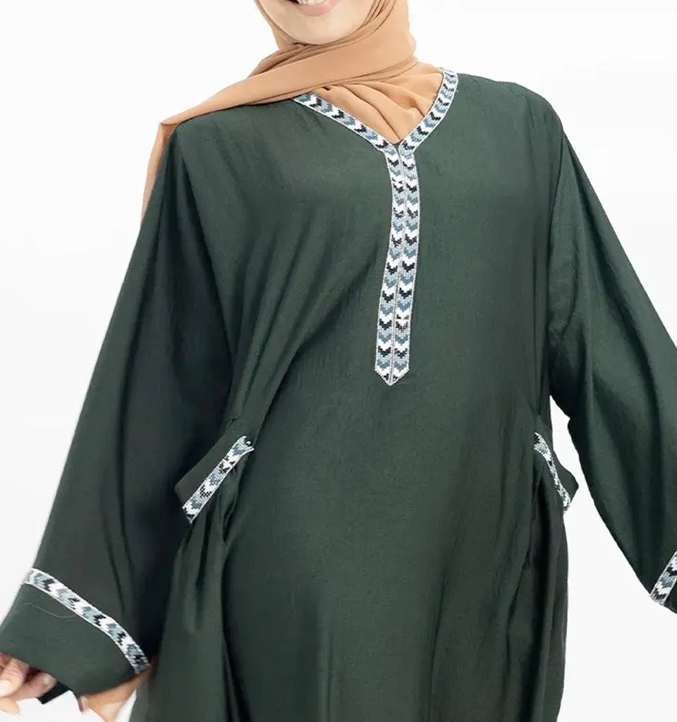 Bottle Green Wajiha Abaya