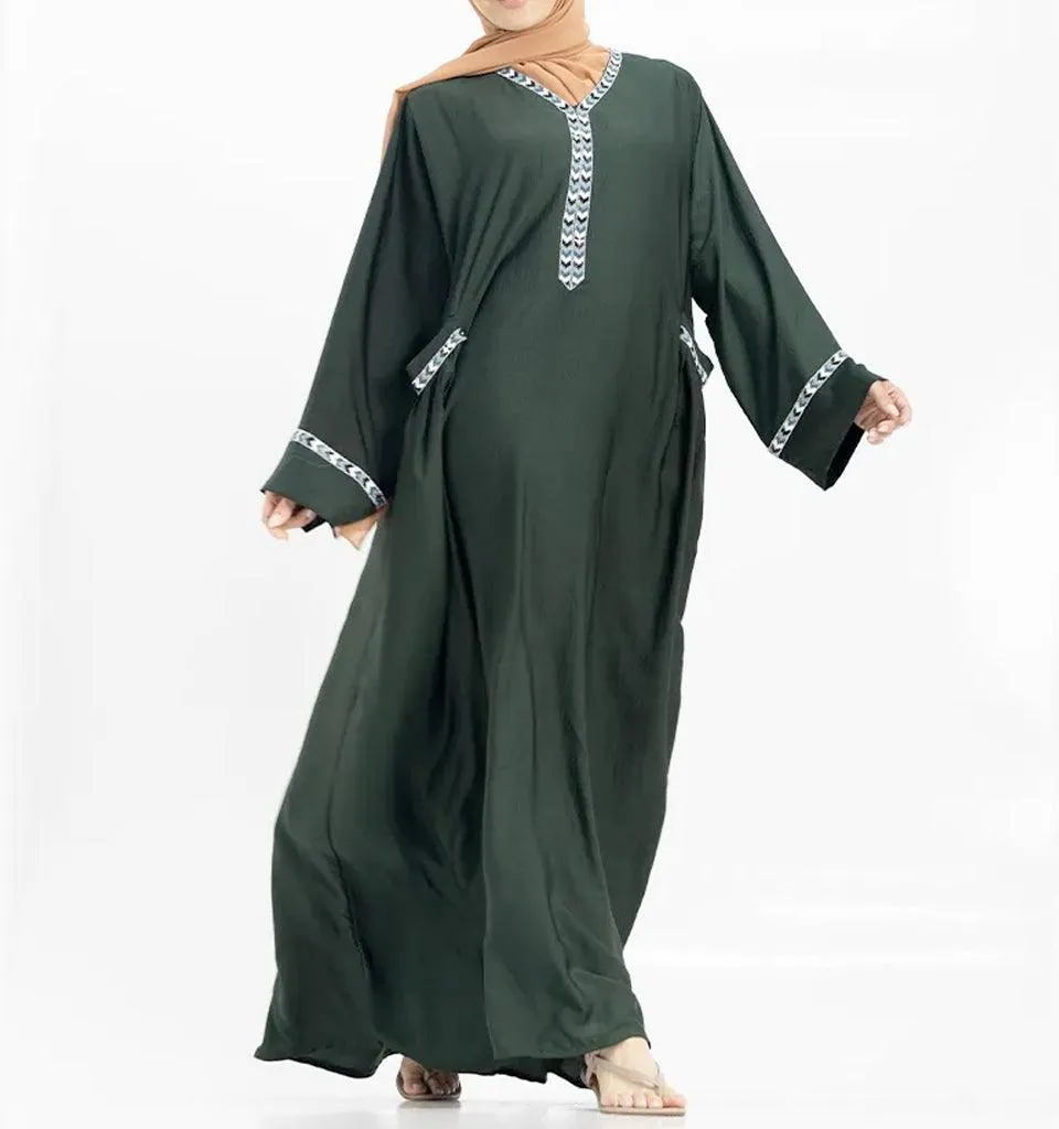 Bottle Green Wajiha Abaya