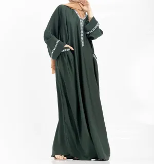 Bottle Green Wajiha Abaya