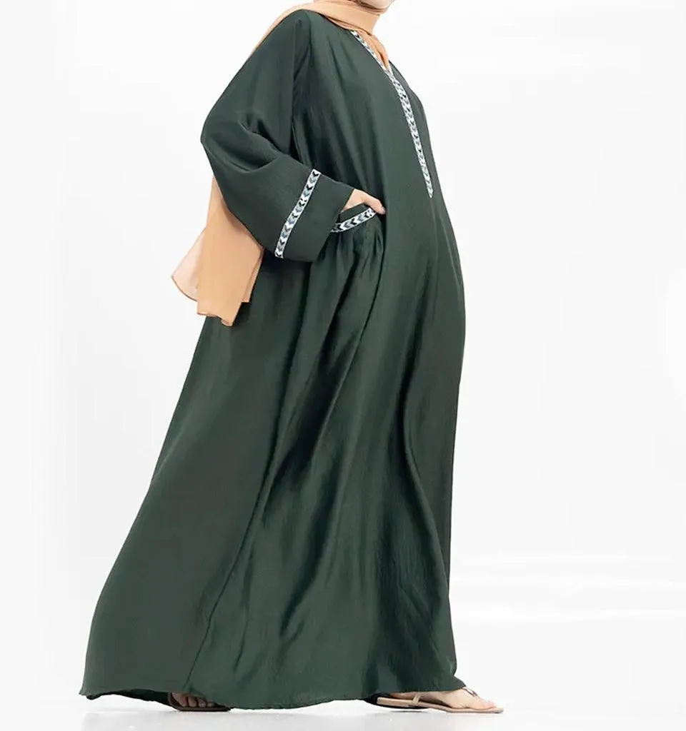 Bottle Green Wajiha Abaya